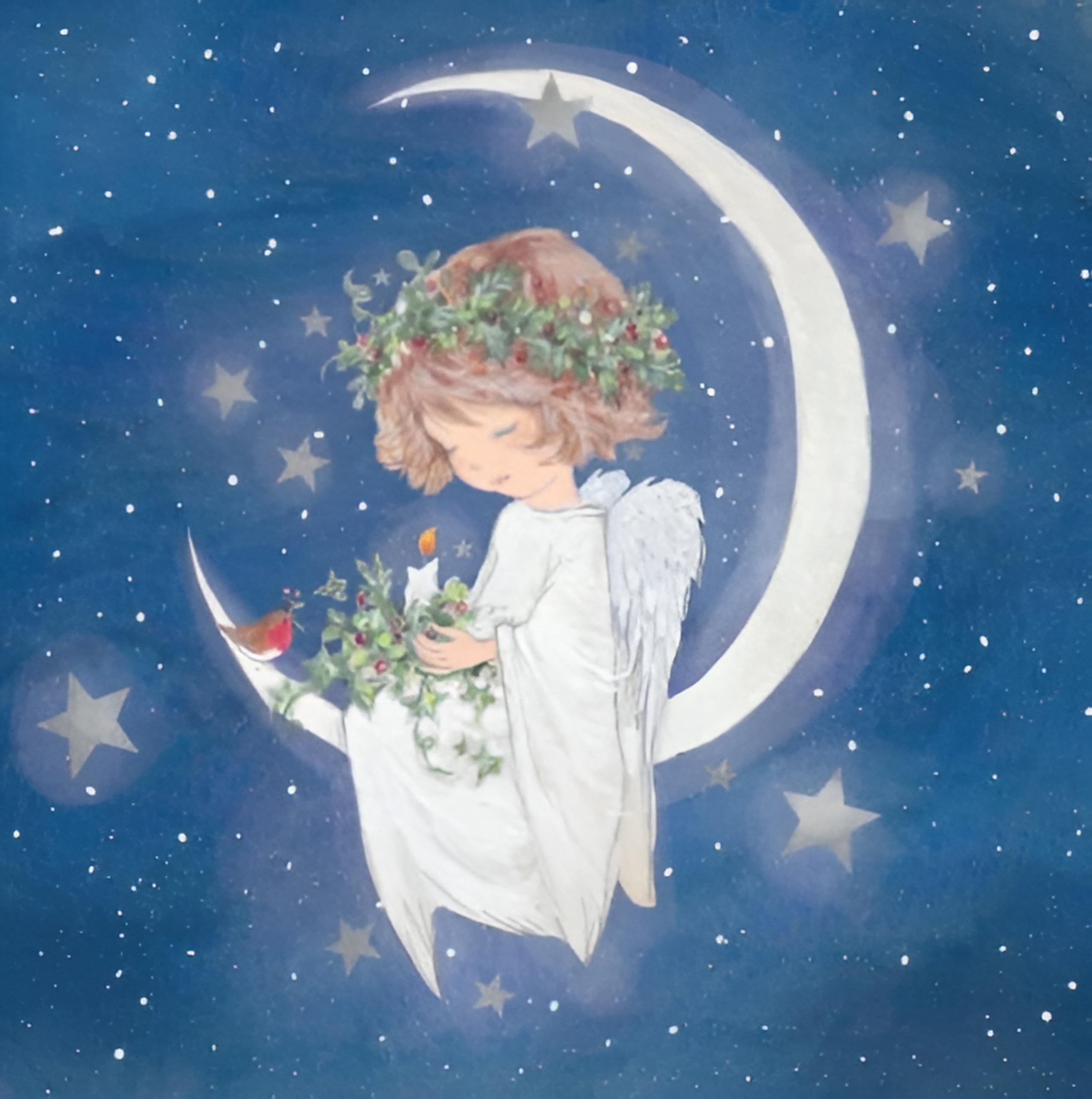Noel Tatt Charity Christmas Cards Pack of 10 - Cute Angel and Robin Design - Festive Christmas Card Multipack - In Aid of UK Charities