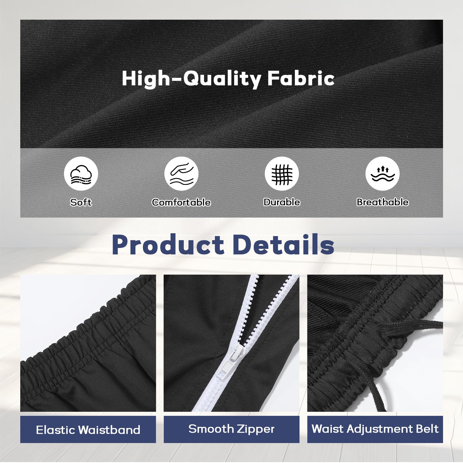 Pantaloni da Pallacanestro da Allenamento con Zip Atletico da Uomo con Cintura Elastica