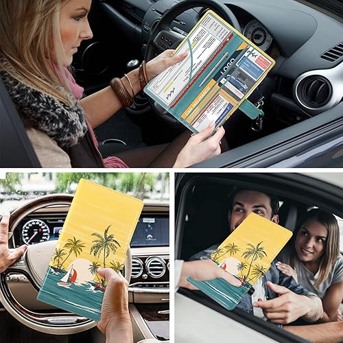 Miniatura 4 de DMLuna Soporte para registro y seguro de automóvil, organizador de cuero para documentos de documentos, accesorios para compartimento de camión para