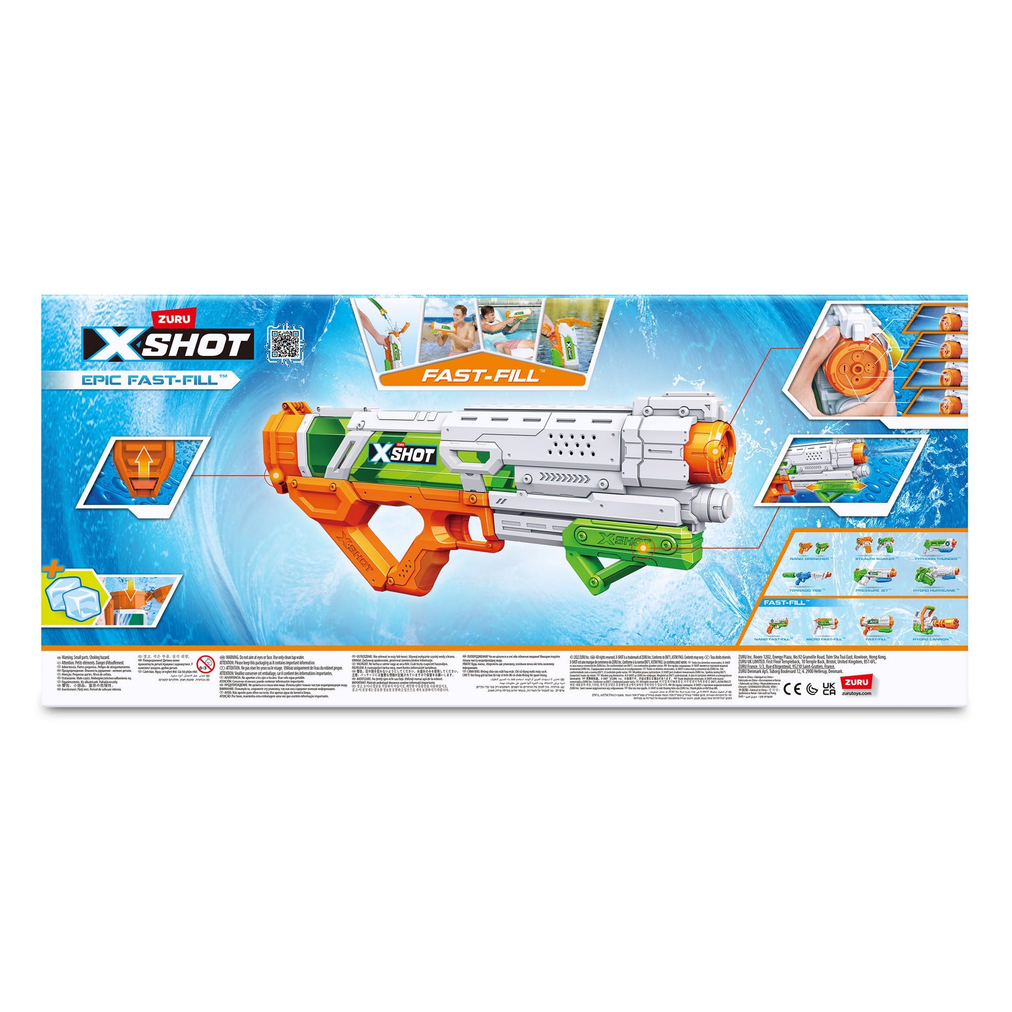 X-Shot Water Epic Fast-Fill - Wasserpistole mit 1 Liter Fassungsvermögen & Schnellverschluß-Technology