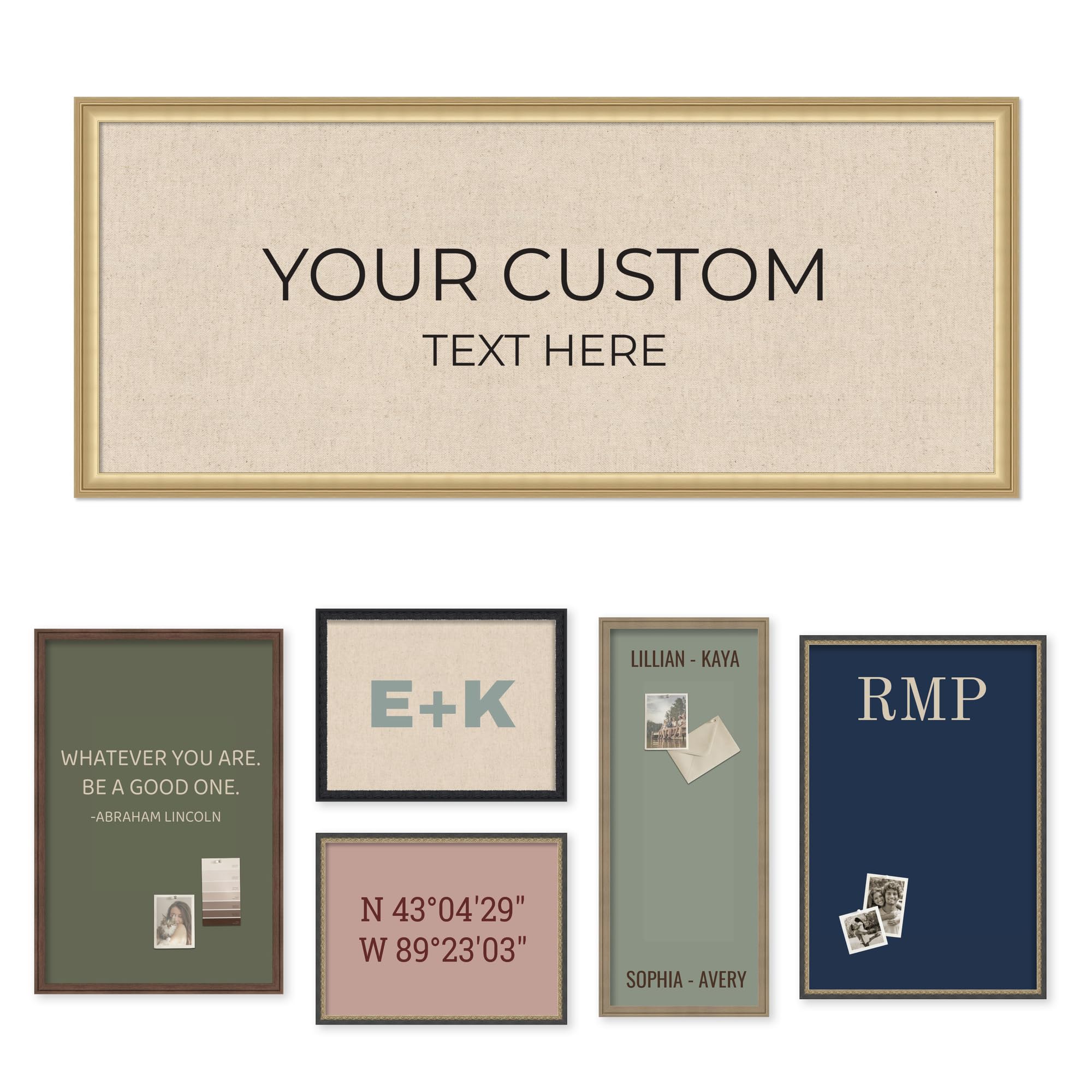 Kate and Laurel Personalized Pinboard Neutral Weave 18 x 42, Customizable Text Bulletin Board, Wall Organizer and Custom Poster Gift for Use as Wall Art, Cork Board, Vision Board, Dorm Decor
