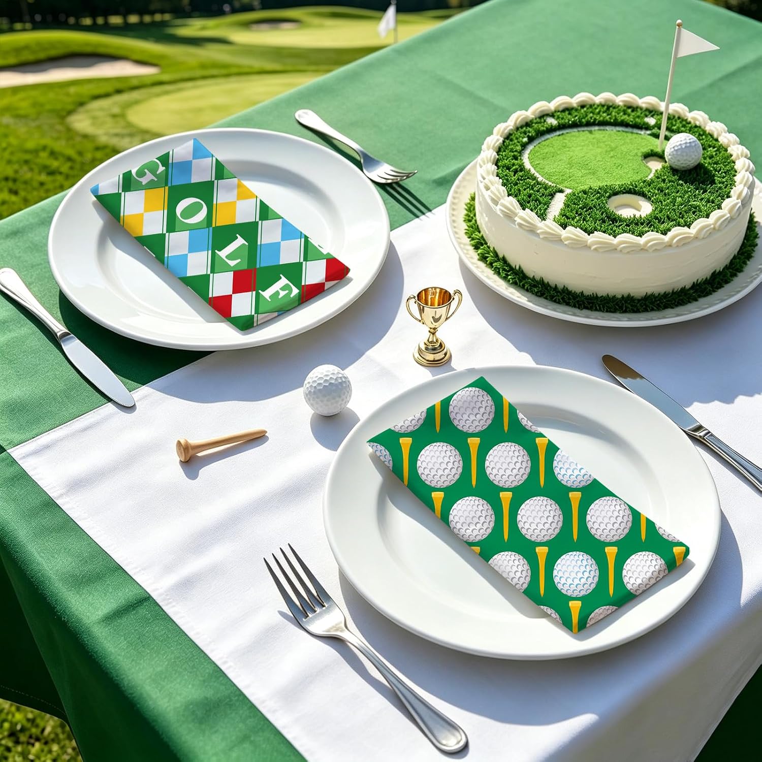 JarThenaAMCS 10 Pcs Cotton Fabric Bundles, Golf Theme, 18 x 22 Inch