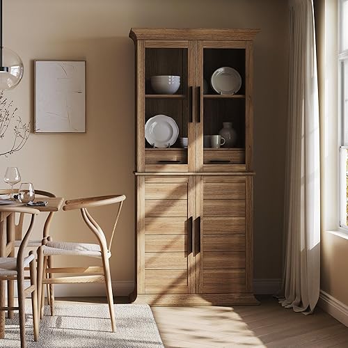 BELLEZE 72" Tall Kitchen Pantry Cabinet, Freestanding Hutch with Storage,