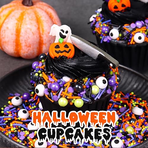 Miniatura 4 de Gránulos de Halloween para decoración de pasteles de 7 onzas, gránulos oculares para fiesta de Halloween, chispas de perlas de azúcar para