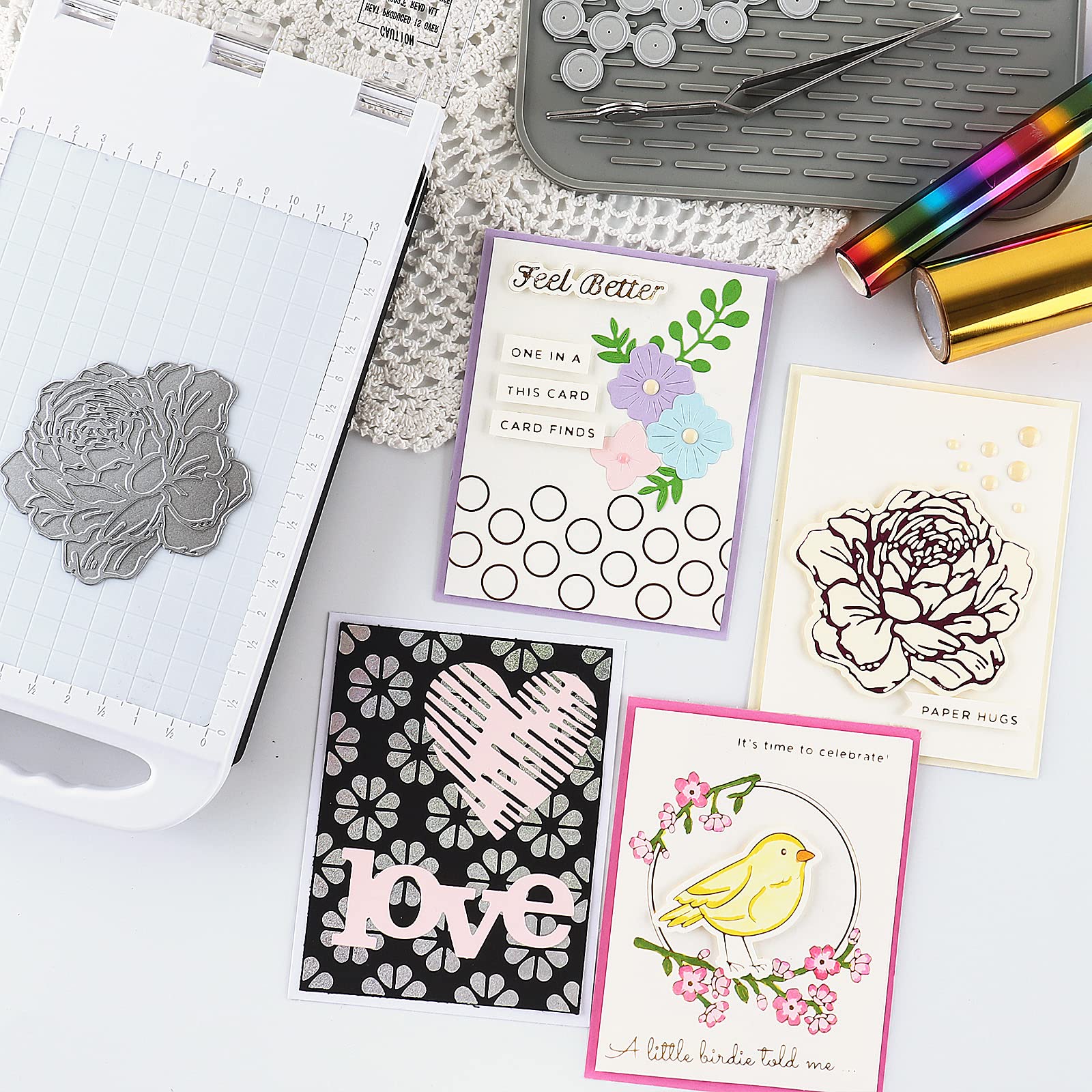 Heißprägefolienmaschine Heißfolien-Prägemaschine Heißfoliensystem für die Kartenherstellung Vinylfolientransfer Heißfolien und Pressmaschine EU Stecker 220 V Stanz-Scrapbooking Transferpresse Crafting