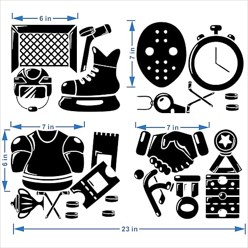 Miniatura 2 de Calcomanía de pared de hockey sobre hielo, adhesivo de PVC extraíble con jugador de hockey y cronómetro, arte de pared de vinilo para amantes del