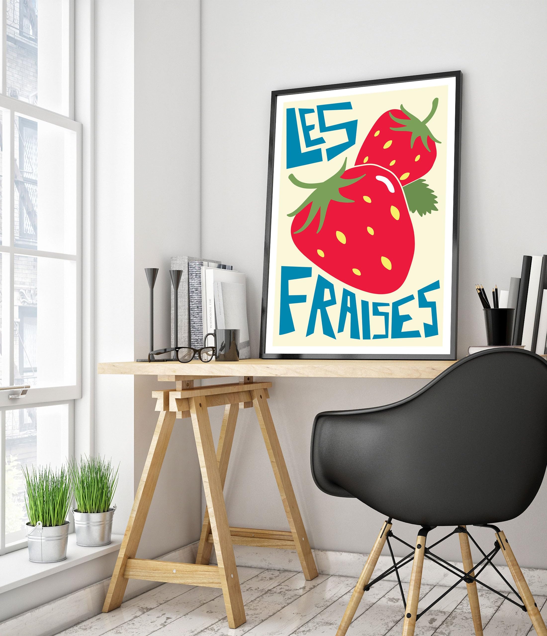Animato Strawberries Print, Graphic Fruit Poster, Colourful Framed Wall Art, Kitchen Decor, Foodie Gift Idea, Archival Matte - Image 2