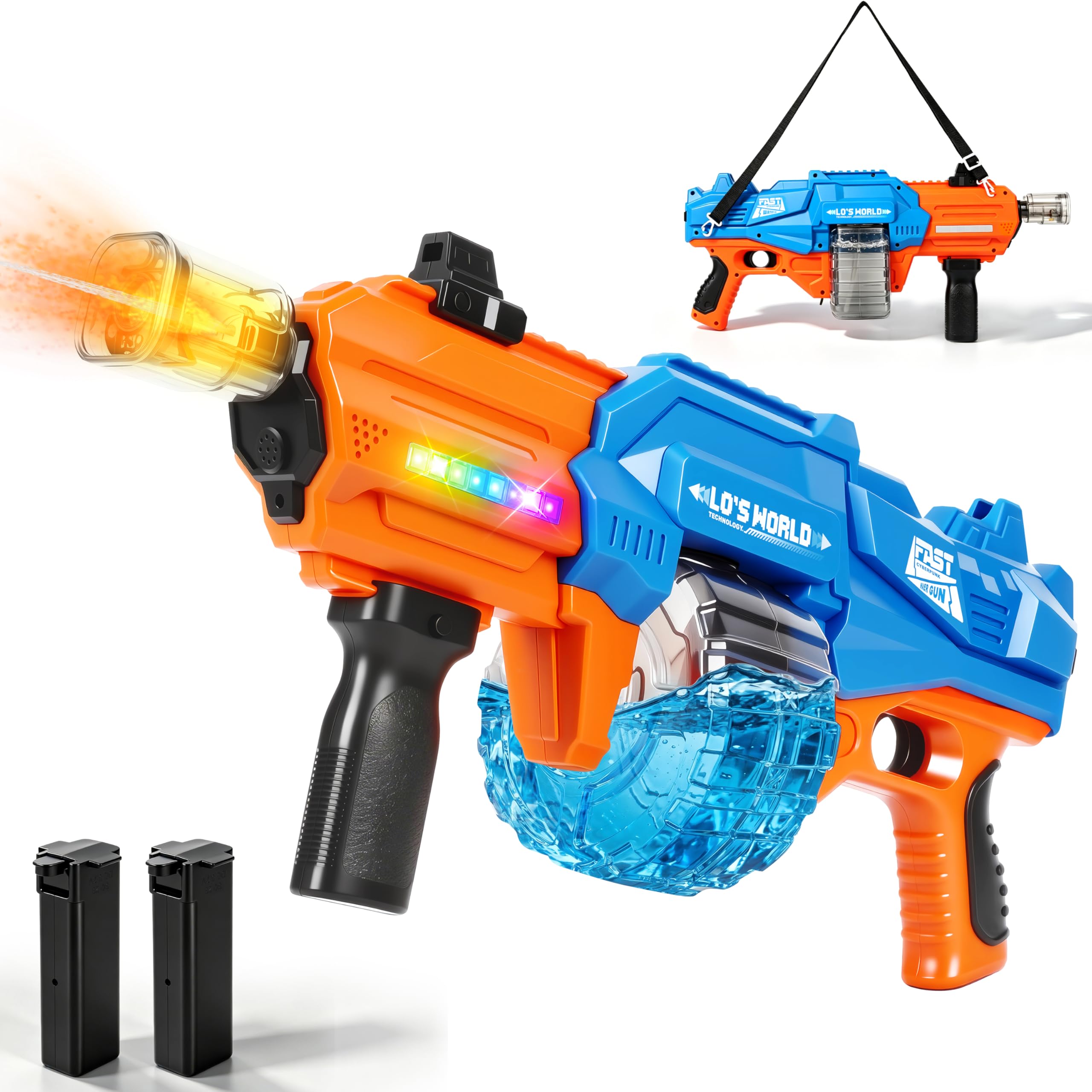 Ulikey Elektrische Wasserpistole, Wasserpistole Elektrisch Sehr Stark Reichweite 10M, Wasserpistolen 650ML mit Automatische Wasseraufnahme, LED-Licht, Abnehmbarer Tragegurt für Pool Strand Party