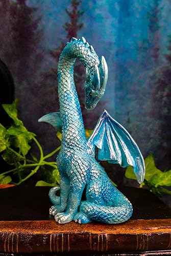 Miniatura 6 de Ebros - Figura de dragón azul de Cupido de San Valentín, 5.5 pulgadas de alto, romántico dragón masculino, parte izquierda de la curva del corazón,