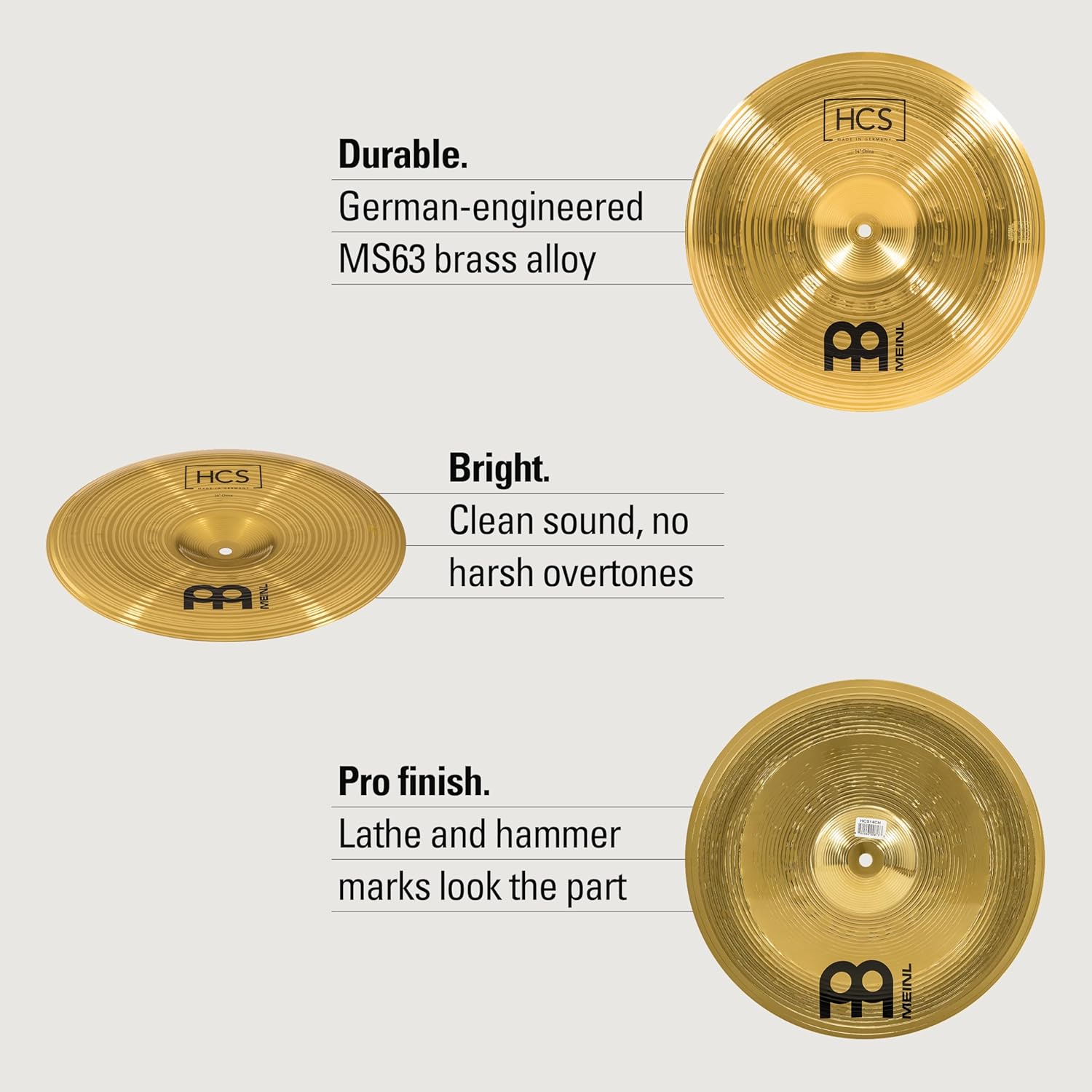 Meinl 14” China Cymbal – HCS Traditional Finish Brass for Drum Set, Made In Germany, 2-YEAR WARRANTY (HCS14CH)