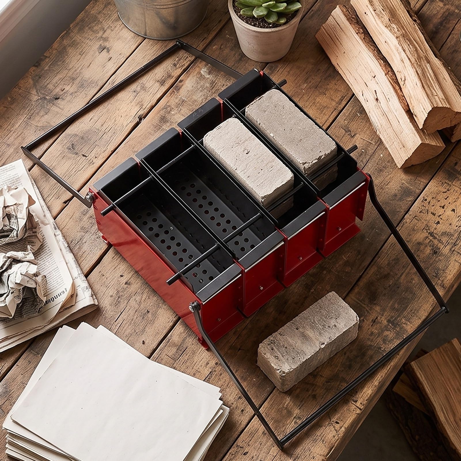 Yctze Pressa per Bricchette di Carta in Acciaio Al Carbonio, Compattatore per Carta di Scarto, per Trasformare la Usata in Bricchette Solide for Uso Domestico e Riciclo