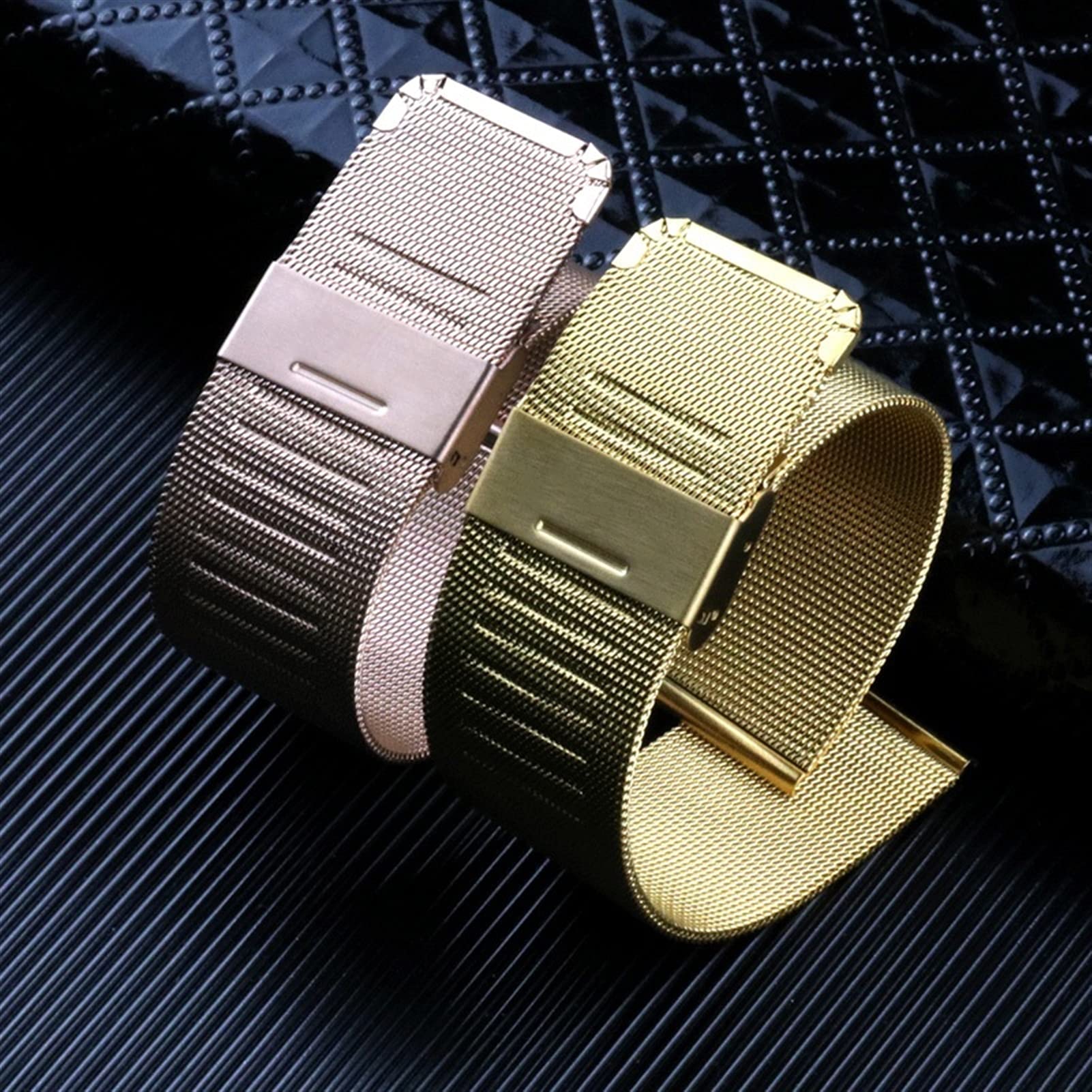 QHQQXN Correa de Reloj Correa sólida de Acero Inoxidable Tres Cuentas Relojes con Correa para Hombres y Mujeres con Accesorios 18/20/22/24/26/28/30 mm