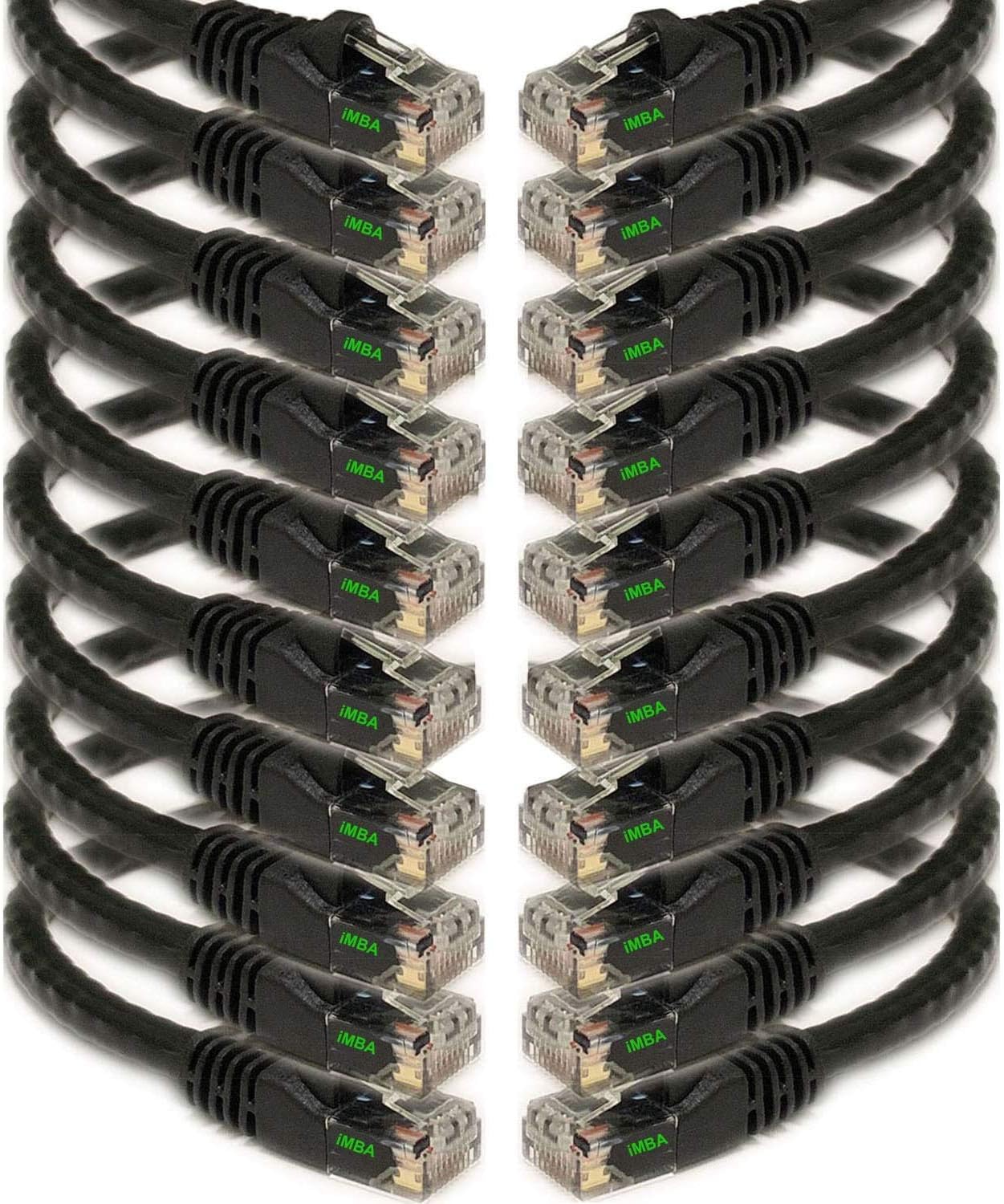 iMBAPrice UL Listed 0.5 Feet (6 inch) Cat6 Ethernet Network Patch Cable, LAN, UTP RJ45 Internet Cat 6 Cable (10 Pack) Black, Compatible with Personal Computer