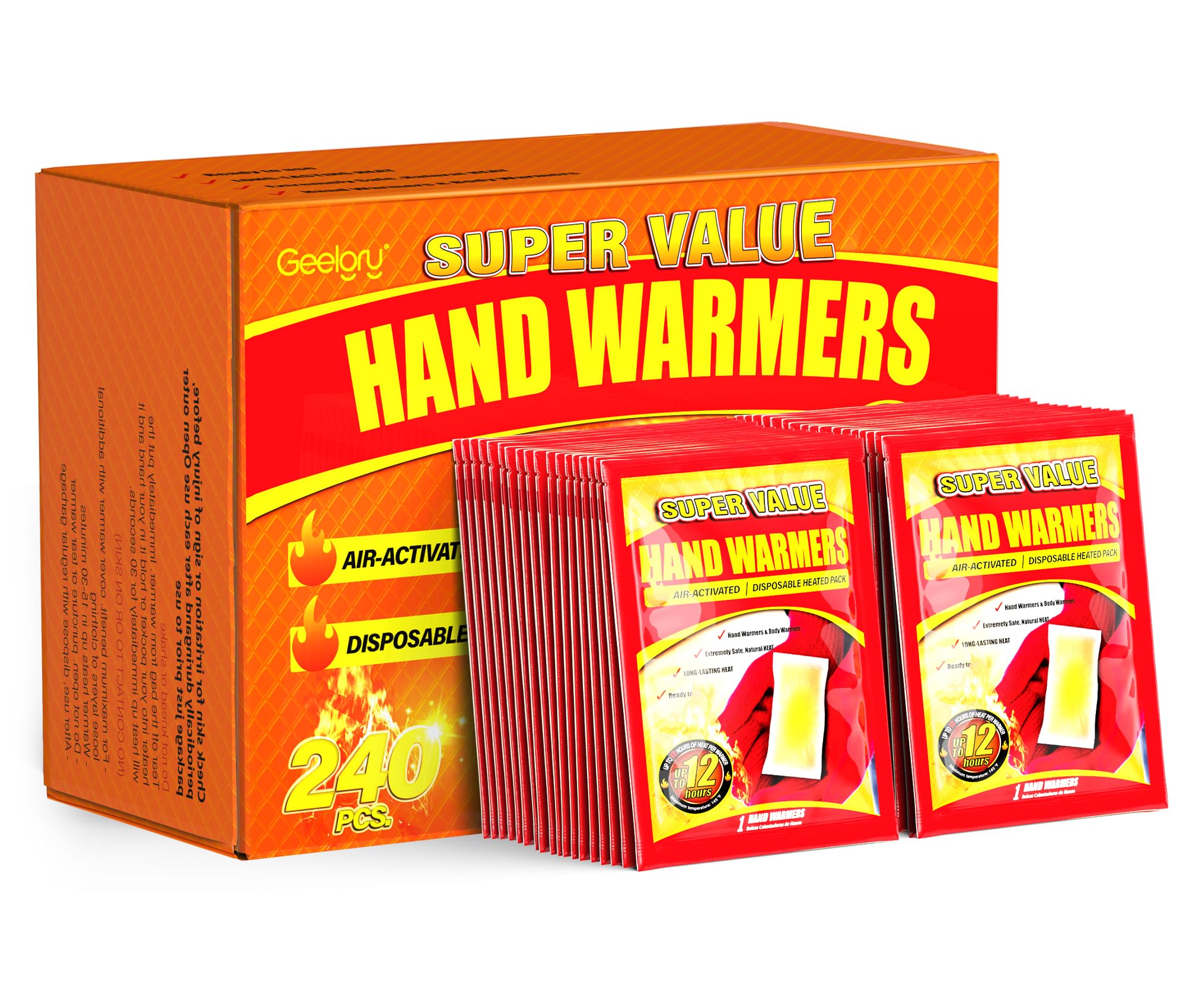 Hand Warmers Disposable 10/30/55/90/175/125/240/375/500/700Pcs, Long-Lasting Up to 12 Hours for Warm Body, Safe Portable Hand Warmers for Foot, Heater for Camping, Fishing, Winter