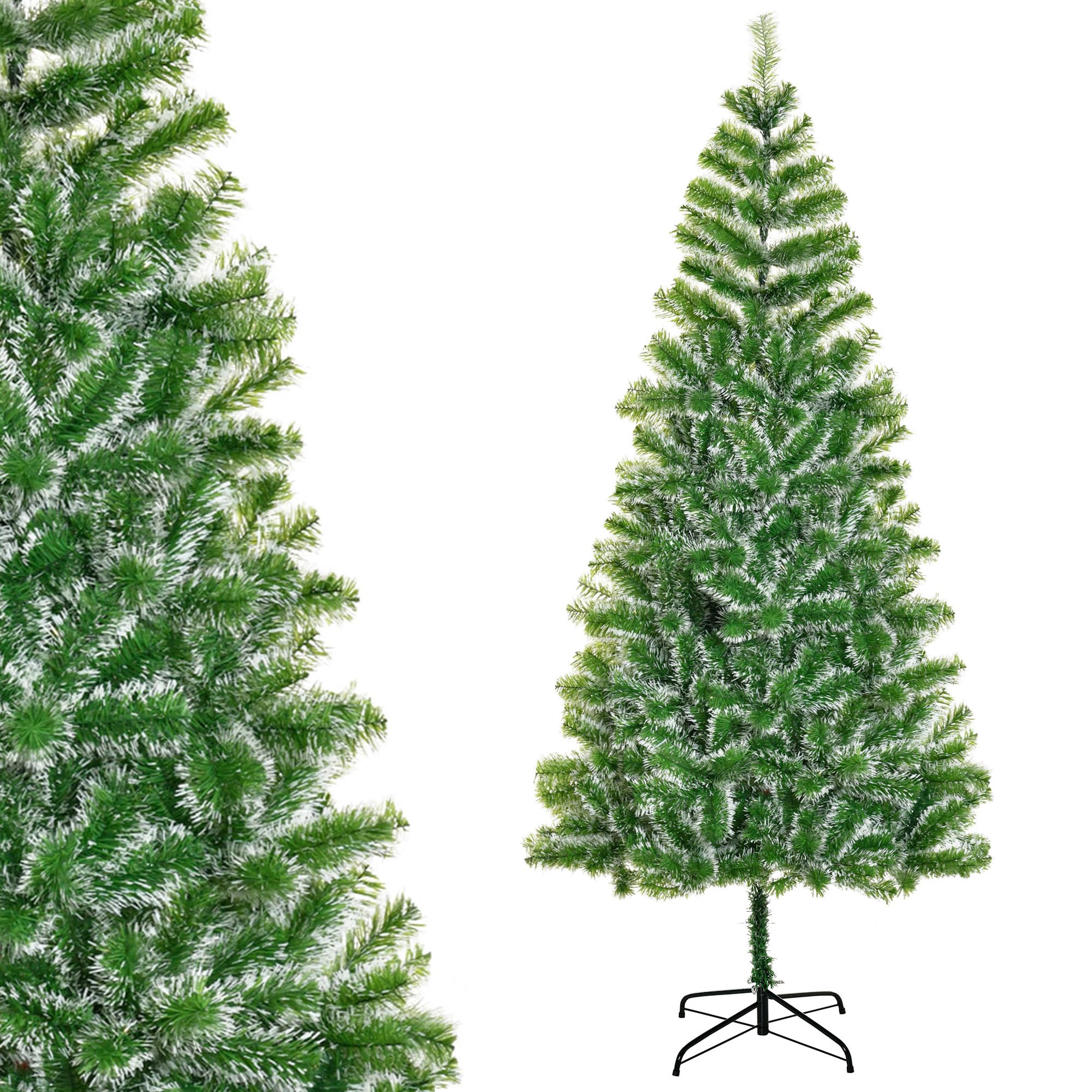 HOMCOM Sapin de Noël Artificiel Aspect Enneigé 210 cm Grand Réalisme | 968 Branches Épines Imitation Nordmann