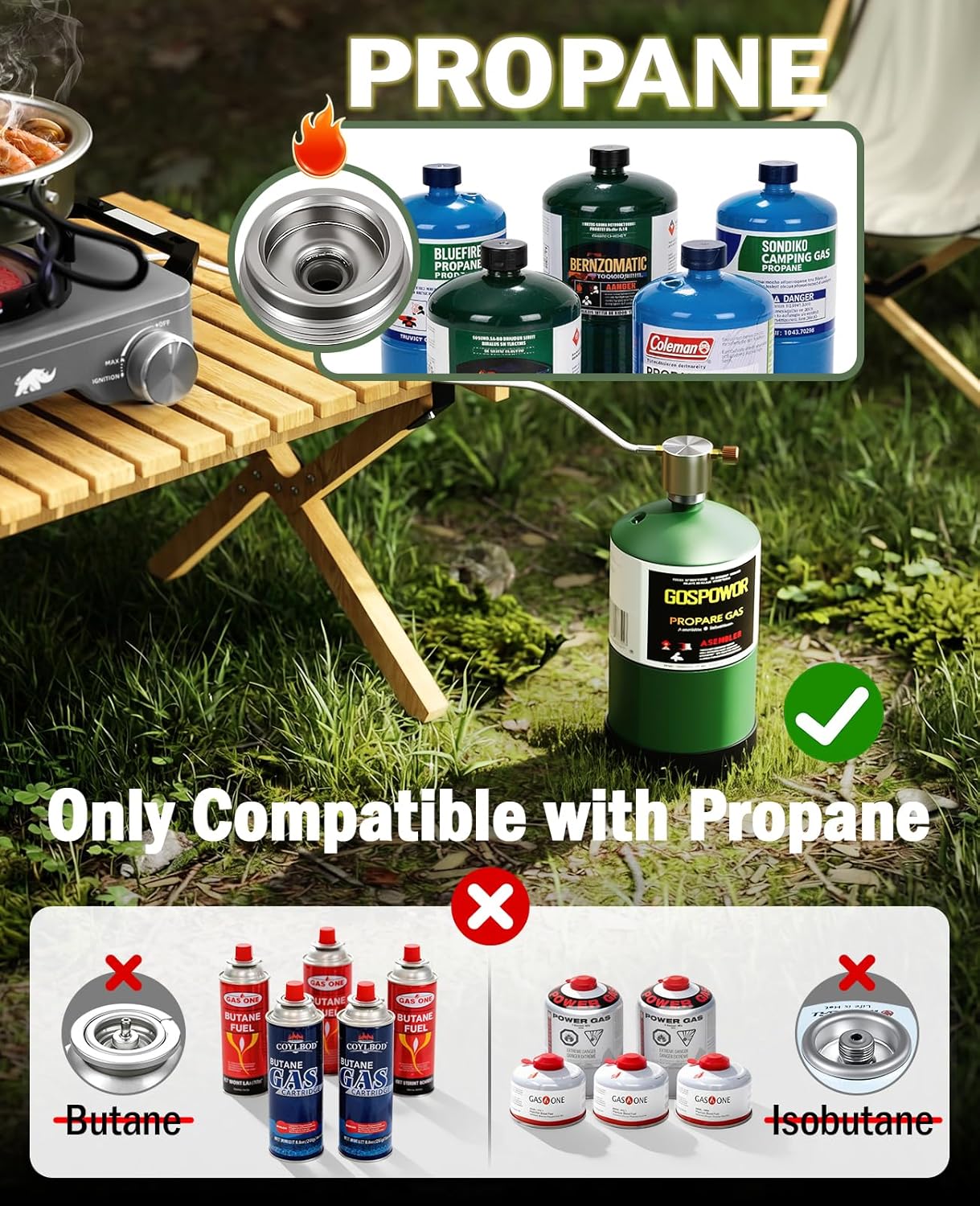 2 Propane Burners Camping Stove, 30,000 BTU Folding Camp Stove with Windproof Grates and Frying Pan,Portable Camping Stoves with Carrying Bag,Camping Essentials for Tailgating/Grilling/Coffee,Titanium