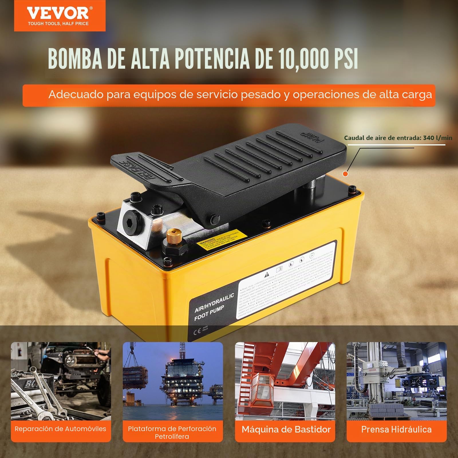 VEVOR Bomba Hidráulica Neumática de 10000 PSI