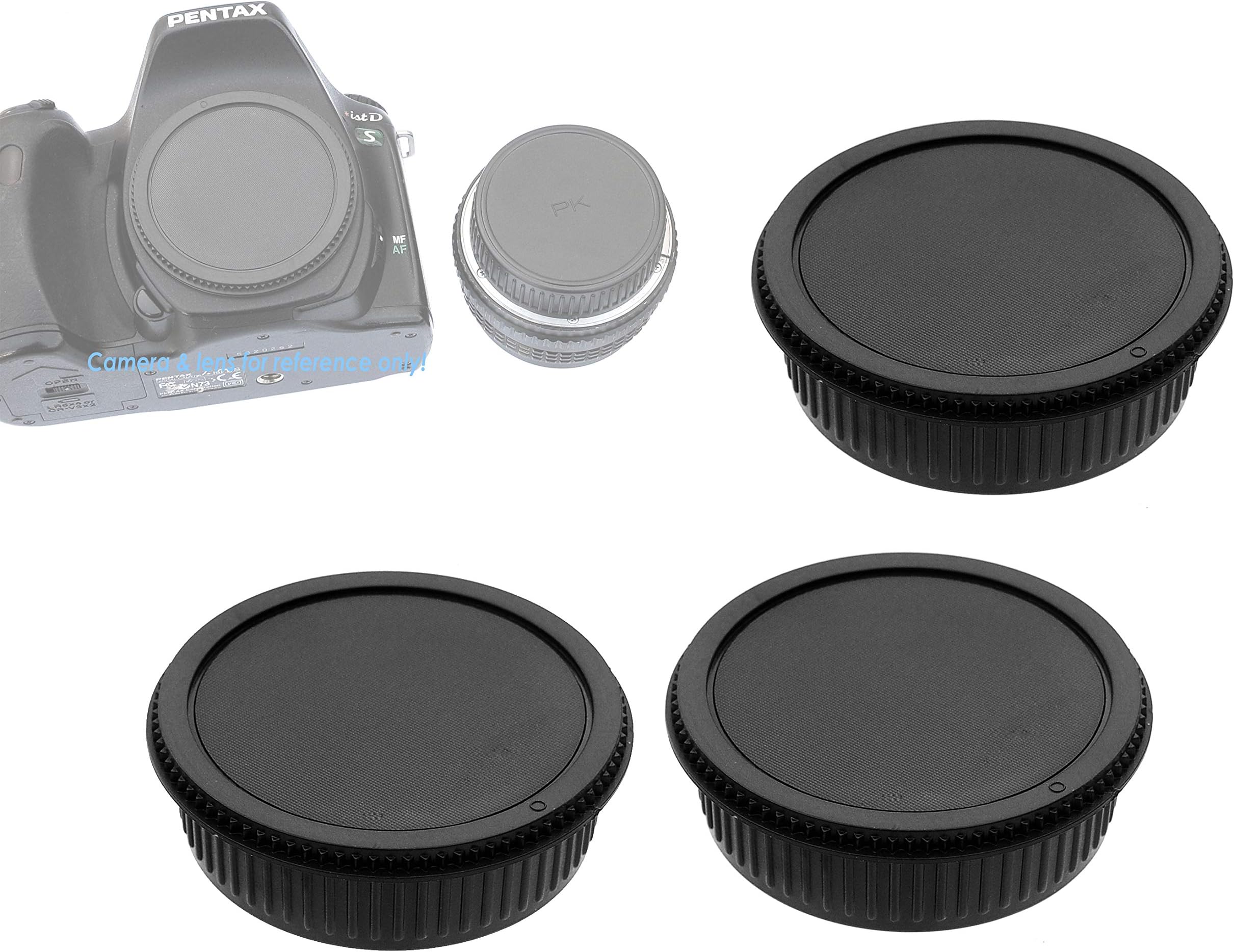 Fotasy 3X Rear Lens Cover + Camera Body Cap Set for Pentax DSLR K-70 K-1 K-3 II K-S2 K-S1 K-3 K-50 K-30 K-5 IIs K-5 II K-5 K-500 K-50 K-30 K-x K-7 K-m