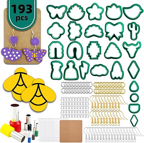 Cortadores de arcilla polimérica 193 piezas de cortadores de arcilla de Navidad para hacer aretes mini aretes de arcilla de Navidad herramientas de