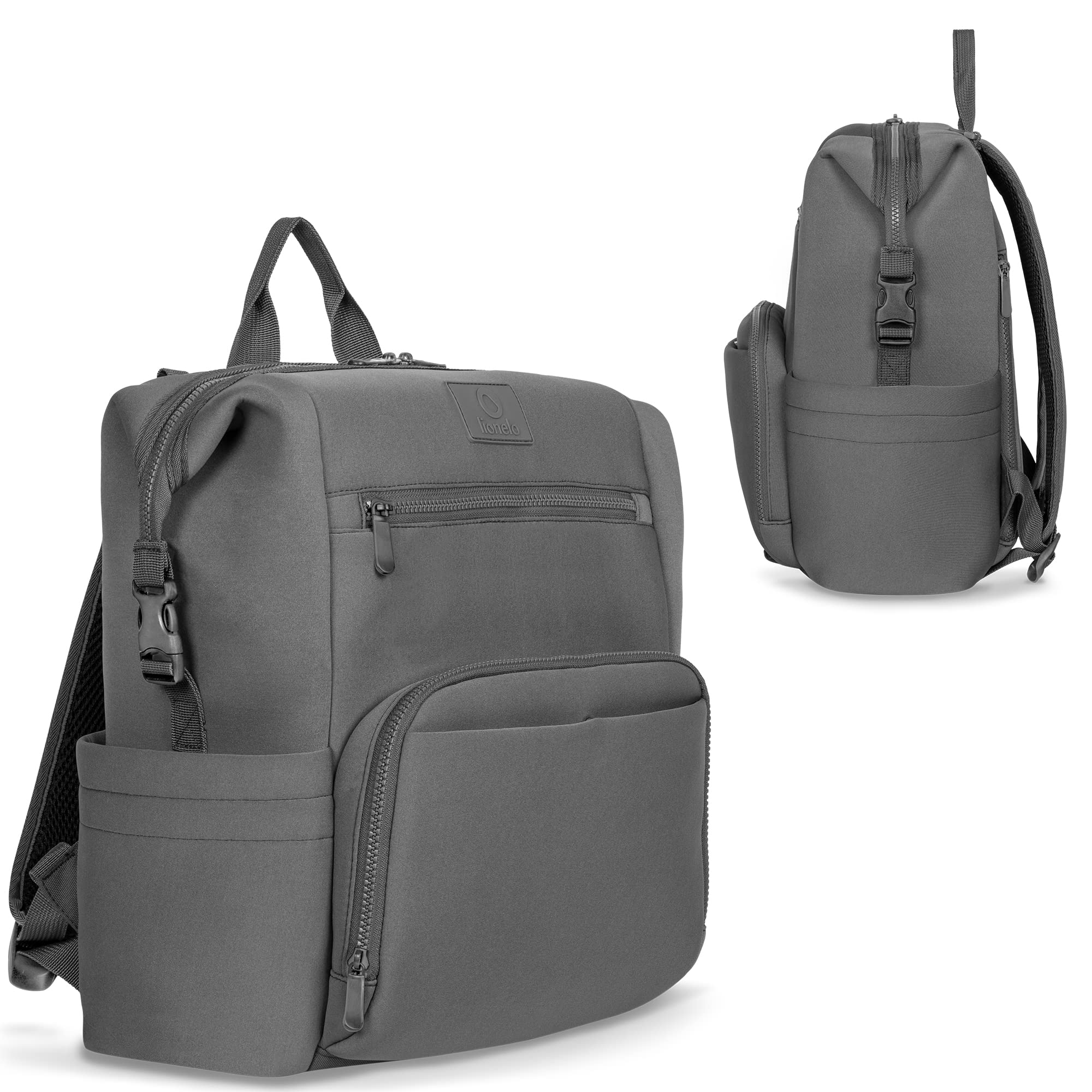 lionelo Cube The Ultimate Changing Bag Backpack with 12 pockets, including a Thermal pocket and changing mat, Conveniently Attach to Pushchair with Straps, Lightweight, Multifunctional, Waterproof