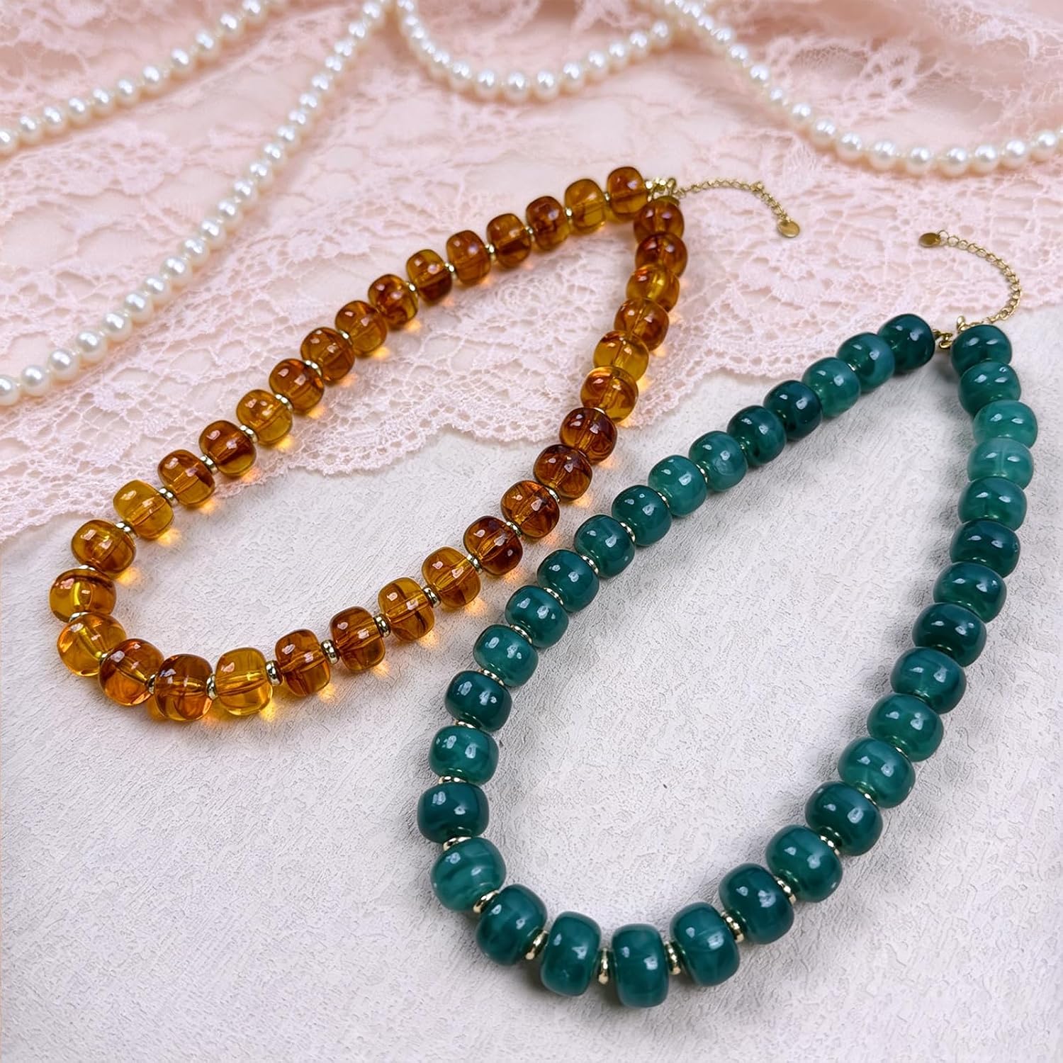 Resin Chunky Beaded Choker Necklace for Women Trendy Boho Colorful Acrylic Beaded Statement Choker Necklace Summer Beach Handmade Jewelry Gifts Accessories