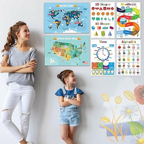 Miniatura 6 de Rsgift Carteles educativos para niños pequeños - Decoraciones para el aula - Materiales de suministros de escuela en casa de jardín de infantes -