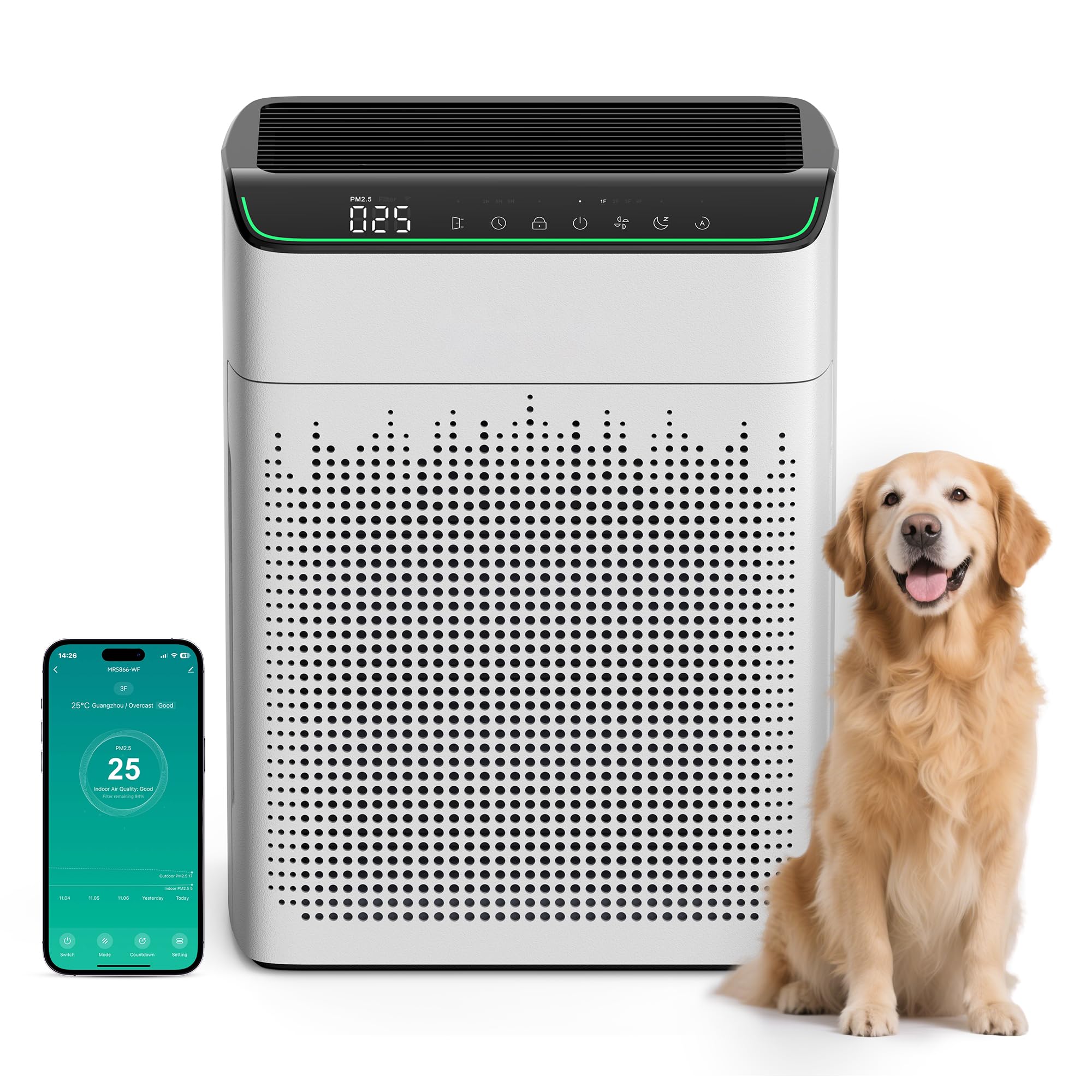 Air Purifiers for Home Large Room Up to 1690 ft Double-sided Air Inlet Smart WiFi Alexa Compatible PM
