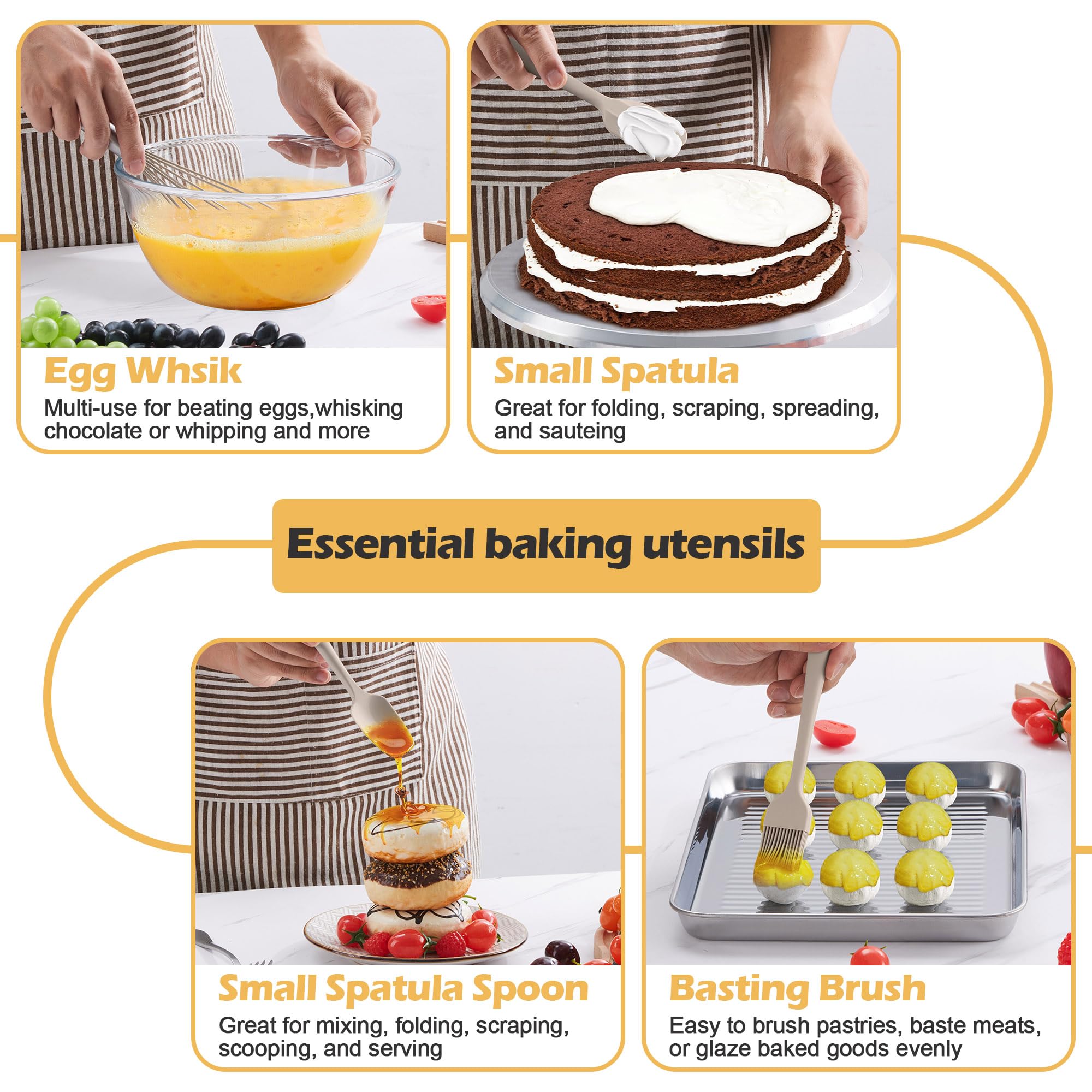 Homikit Küchenutensilien-Set mit Halter, hitzebeständig, lebensmittelechtes Silikon, inklusive Schlitzspatel, Schöpflöffel, Pfannenwender für antihaftbeschichtetes Kochgeschirr, spülmaschinenfest
