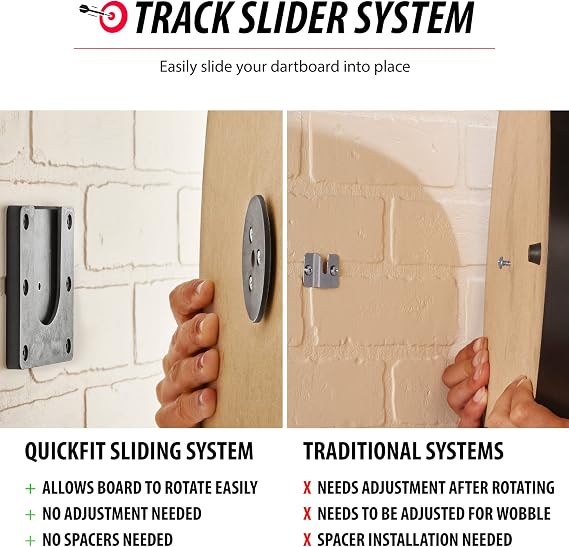 Viper QuickFit Dartboard Mounting Bracket, Universal Dart Board Mount Kit with Track Slider System and Oche Measuring Tape, Wall Mounting Hardware