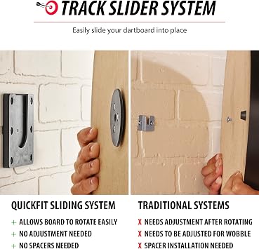 Viper QuickFit Dartboard Mounting Bracket, Universal Dart Board Mount Kit with Track Slider System and Oche Measuring Tape, Wall Mounting Hardware