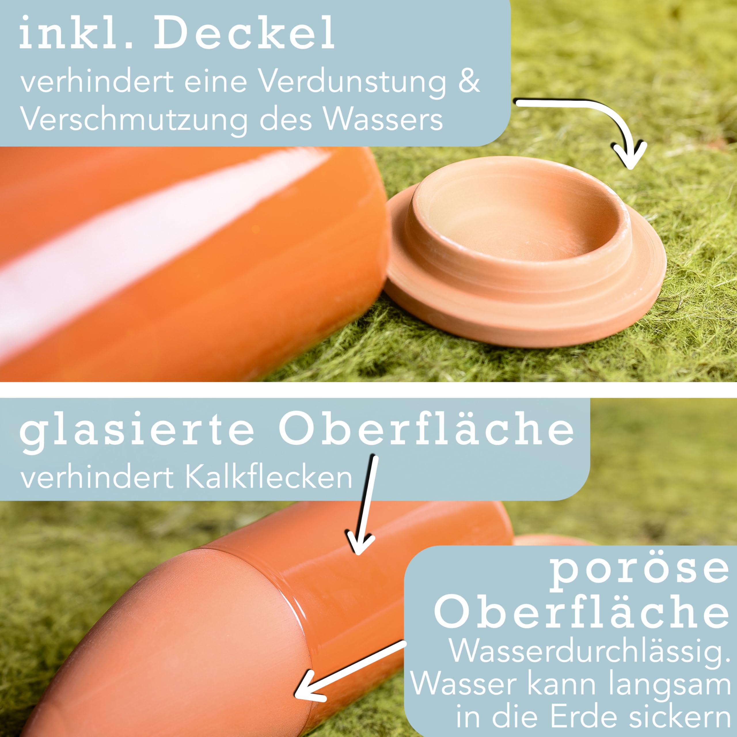 Terracotta Gießhilfe (3X 330 ml) handgefertigt für Bewässerung Zimmerpflanzen | Wasserstandsanzeiger Pflanzen | Watering can | Gießkanne Zimmerpflanzen