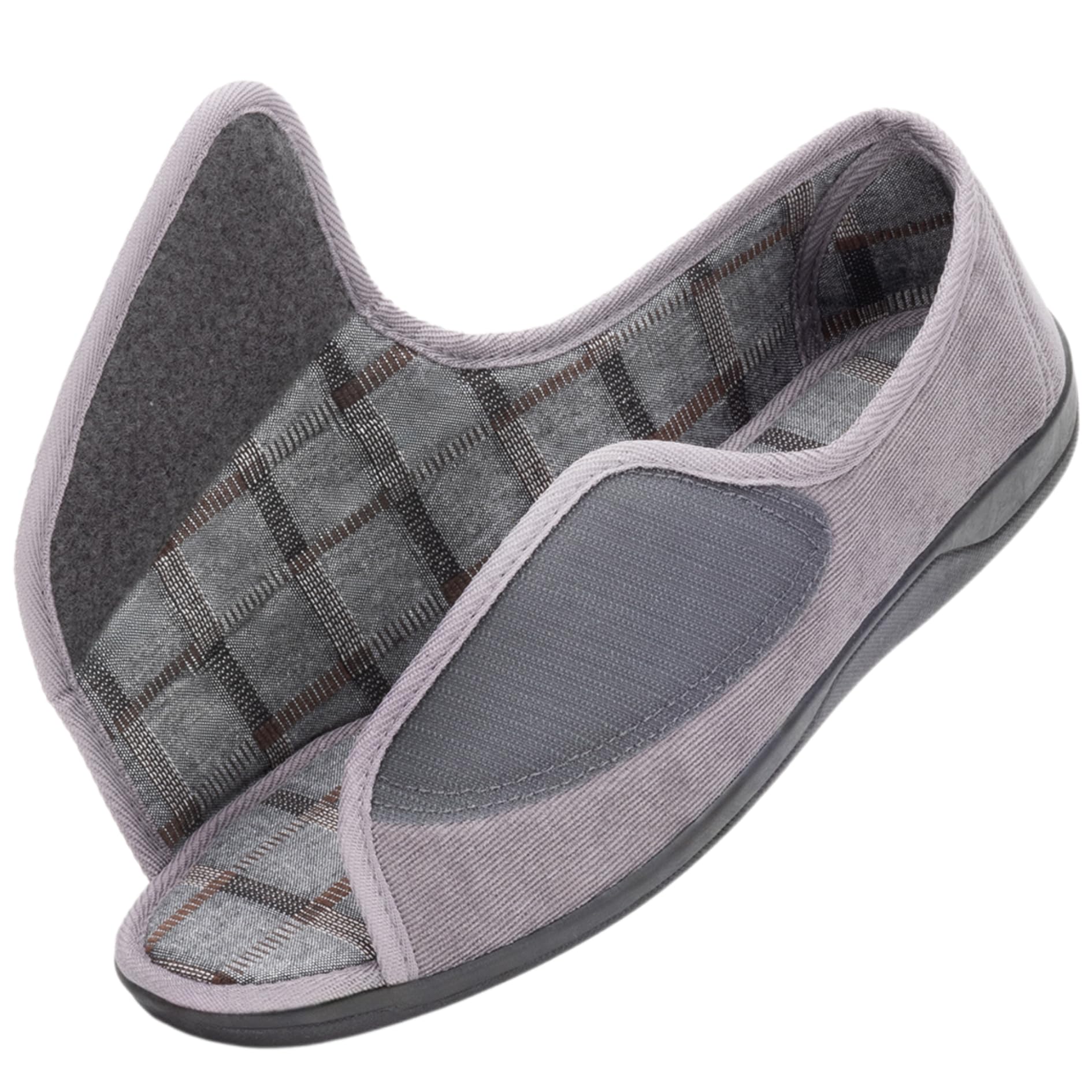 Open Toe Diabetic Slippers for Men Extra Wide Width, Memory Foam Open Toe House Shoes Non Slip - For Seniors Arthritis Swollen Feet