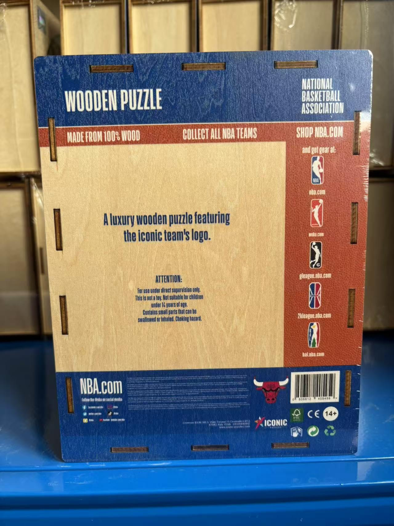 Iconic Puzzles - Drewniane puzzle NBA, wielokolorowe, M, 270 sztuk, ChicagoBulls-M