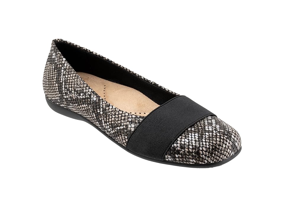 Trotters Samantha (Black Snake) Women's Slip on Shoes INTERNATIONAL SHIPPING