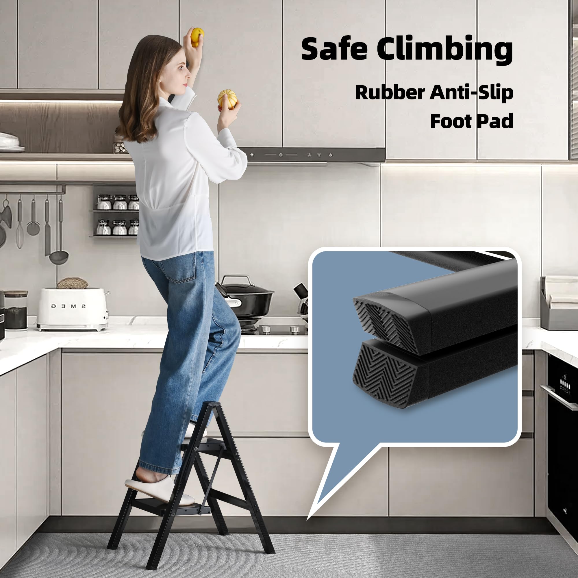 HillhutApex Aluminum Step Stool - Foldable 2 Step Ladder -6
