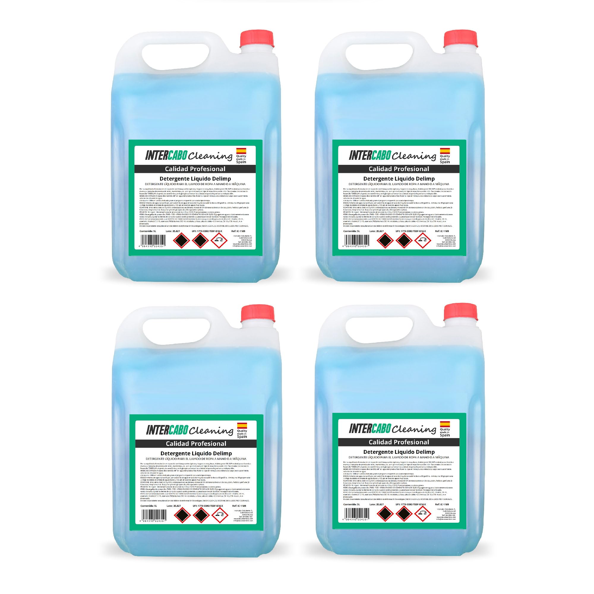 Pack de 4 Detergentes Liquidos Lavadora Universal Calidad Profesional - 90 Lavados - Garrafas Detergente Liquido 5L - Detergente para lavarropa - Detergente Profesional - 5L Jabon para ropa