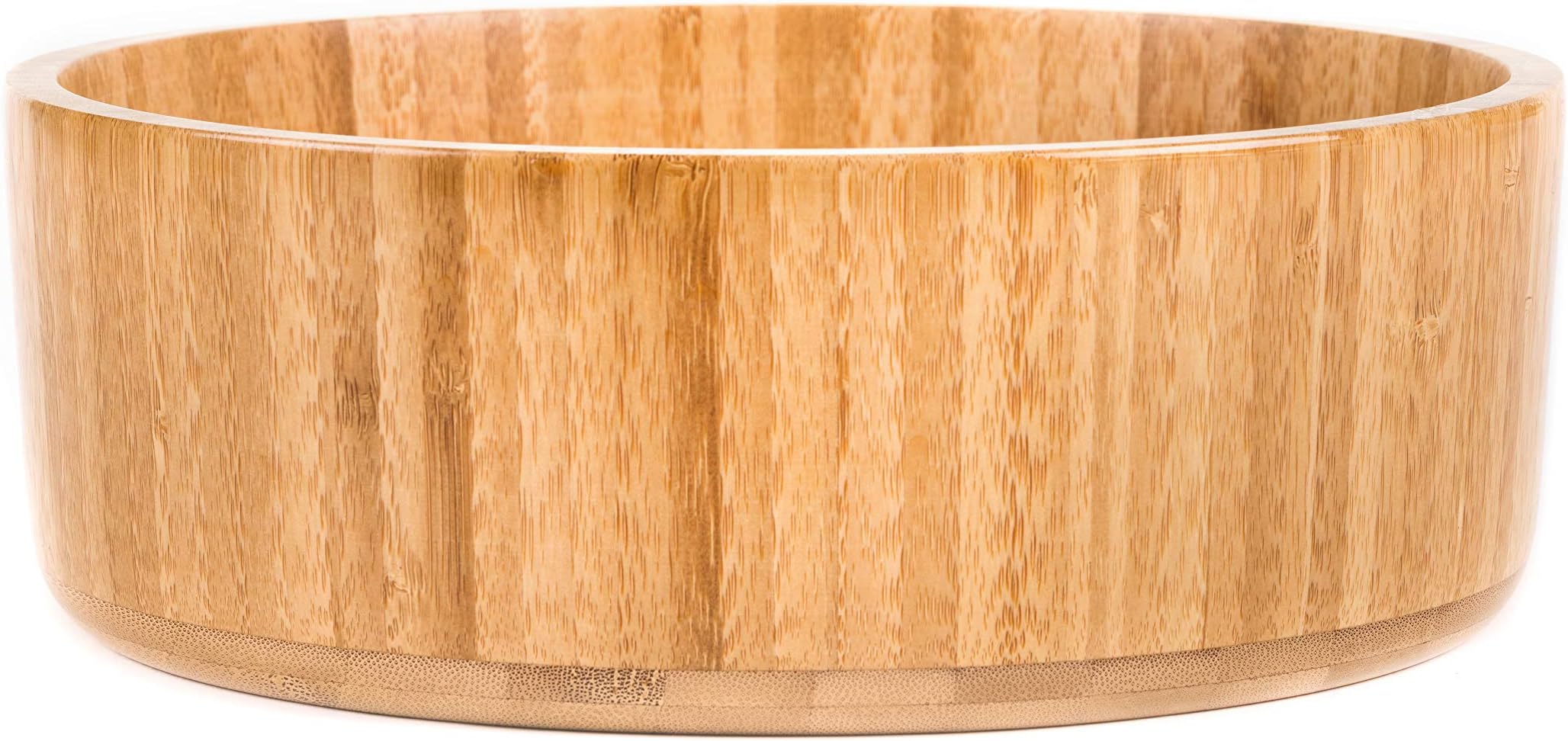 Pure Biota Home Large Bamboo Wood Serving Bowl for Salads, Fruit, Snacks and Decor Single Round Bowl 10.2" x 3.5", Natural Light Color