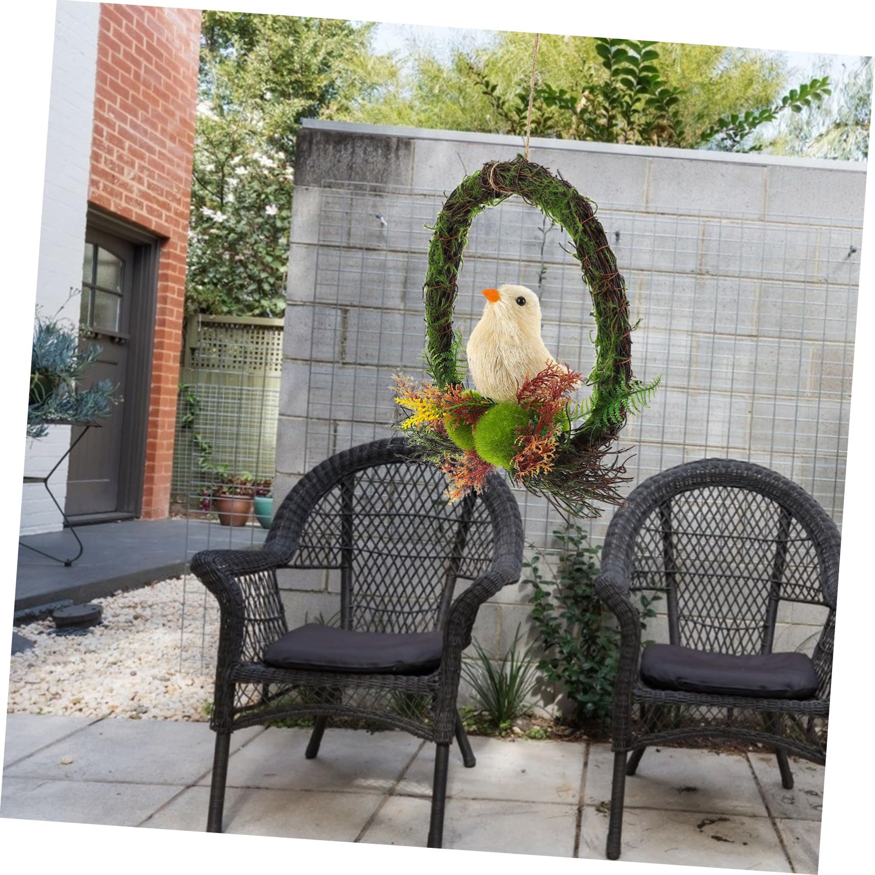 OUNONA 2stücke Rattan Hängehänger Mit Vögeln Weihnachtsornament Für Tür Und Dekorative Girlande Für Wohnräume Und Feiern Hochwertige Handwerkskunst Langlebig Und Vielseitig