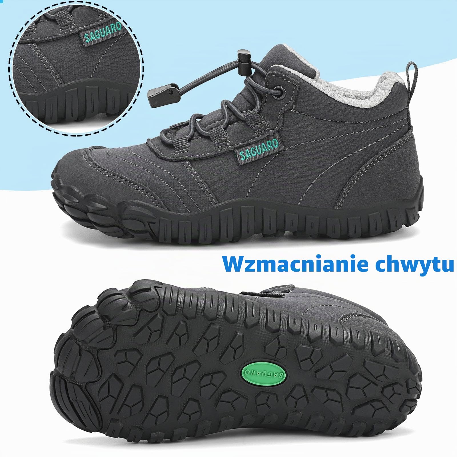 SAGUARO Dziecięce buty boso buty do biegania na szlaku barefoot minimalistyczne, lekkie, oddychające, rozmiar 26-36