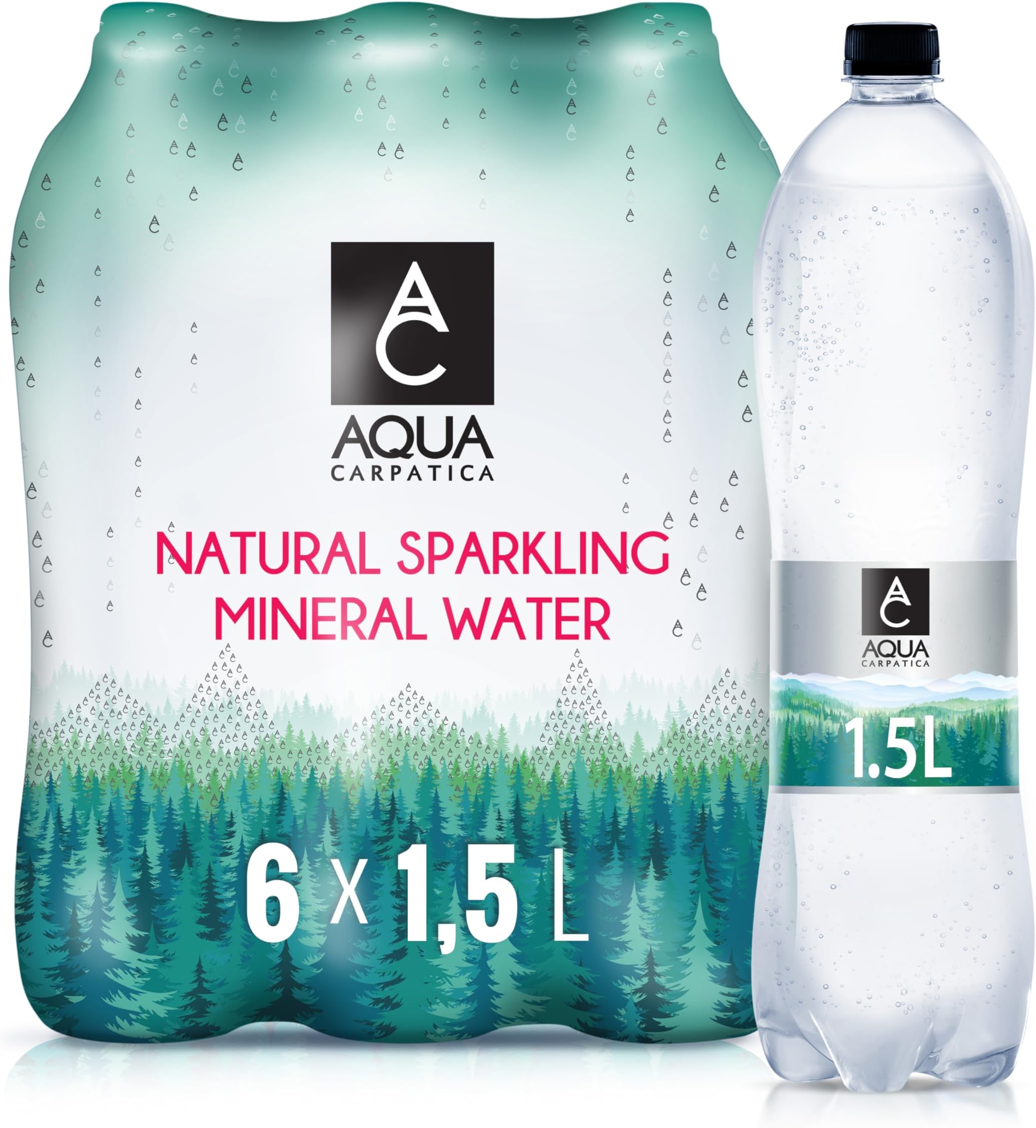1.5L x 6 - Pure Natural Sparkling Mineral Water for Optimal Hydration, Nitrate-Free, Abundant in Calcium & Magnesium, Naturally Alkaline, Enriched with Natural Electrolytes