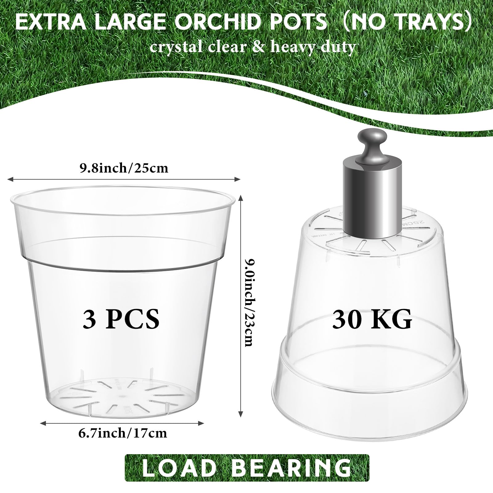 Amazon.com: Baderke 3 Pack Nursery Pots with Drainage Holes, Clear