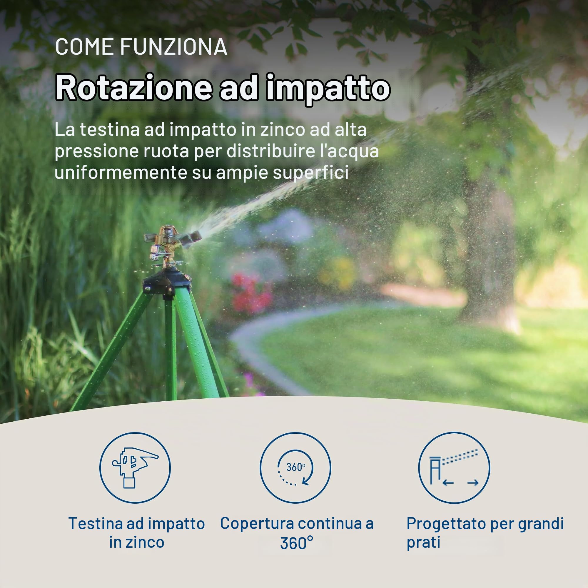 Orbit 56667N Irrigatore a Impatto Zinco su Base treppiede