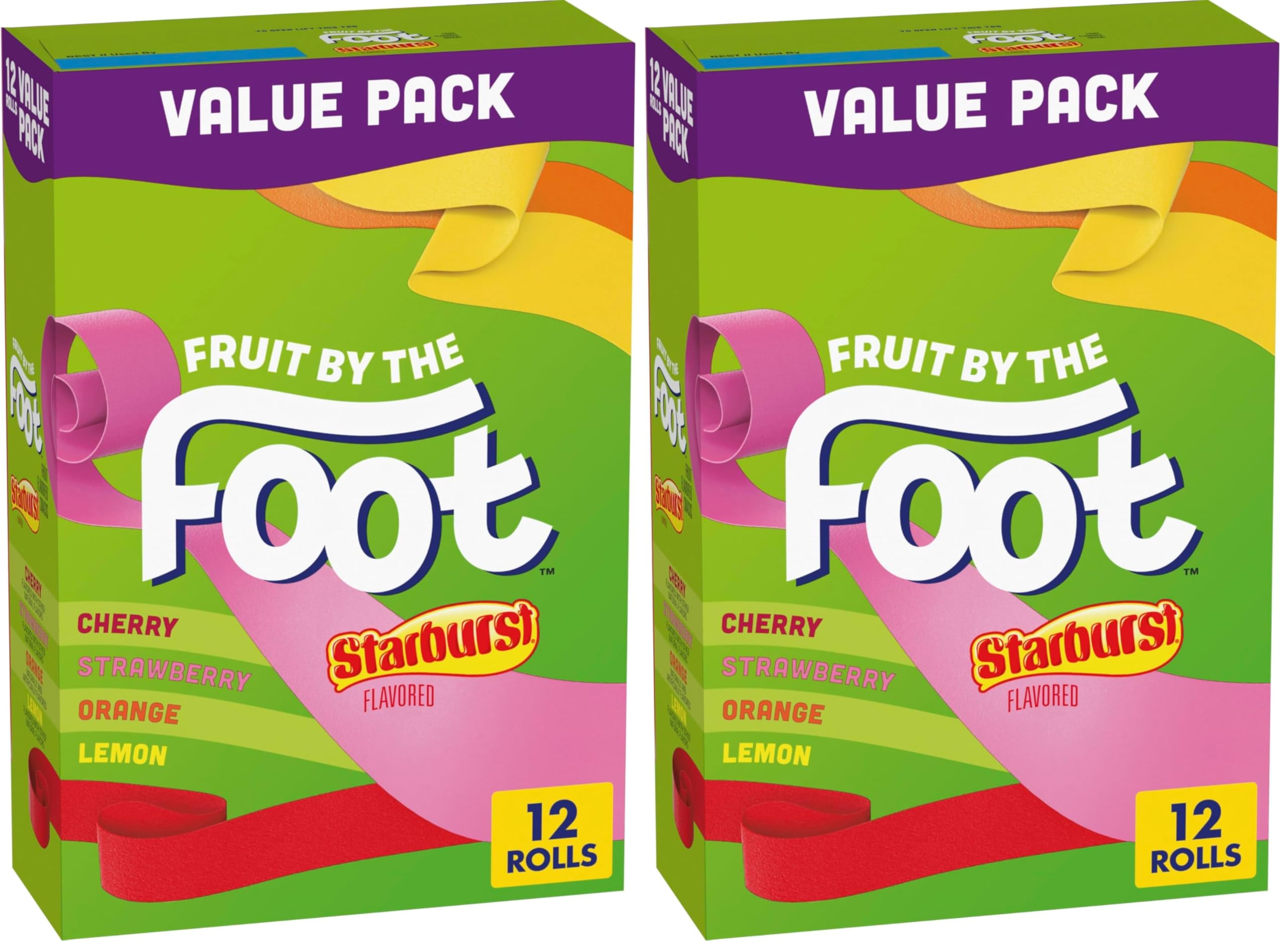 Betty Crocker Fruit by the Foot Fruit Flavored Snacks, Starburst, Variety Pack, 12 ct (Packaging May Vary) (Pack of 2)