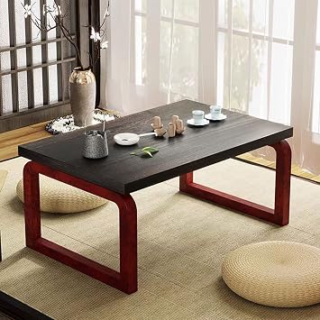 Folding Coffee Table Foldable Japanese Floor Table Low Table Meditation Table Low Tea Table for Sitting on The Floor for The Floating Window, Tatami, Tea Room, Balcony, Living Room, Outdoor