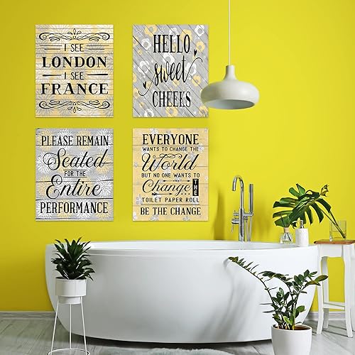 Miniatura 2 de Twisted R Design Lienzo decorativo para pared, juego de 4 impresiones divertidas de 8 x 10 pulgadas para pared de baño, hechas en Estados Unidos,