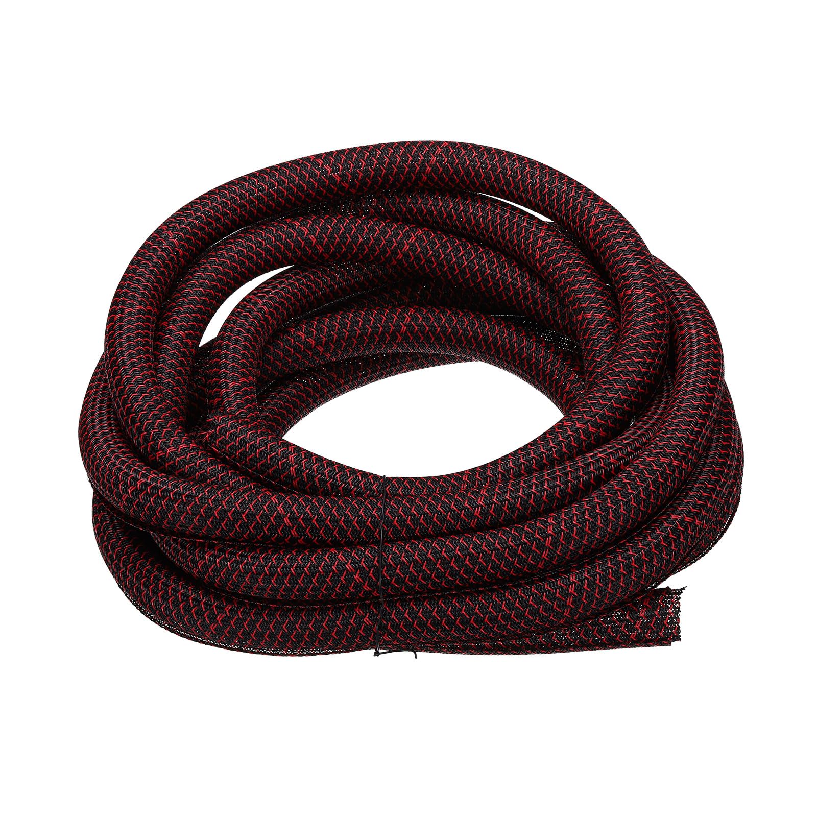 sourcing map Gaine fendue en PET ignifuge UL94-V2 pour fils et câbles – Pour gestion des câbles – Noir/rouge – 3,8 cm – 7,6 m