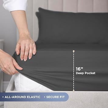 Martex 700 Thread Count Queen Sheet Set, Charcoal