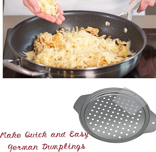 Miniatura 5 de Tapa de acero inoxidable con raspador, inserto de Spaetzle, prensa de espátulas de huevo alemán, máquina de fideos para colocar sobre la olla -