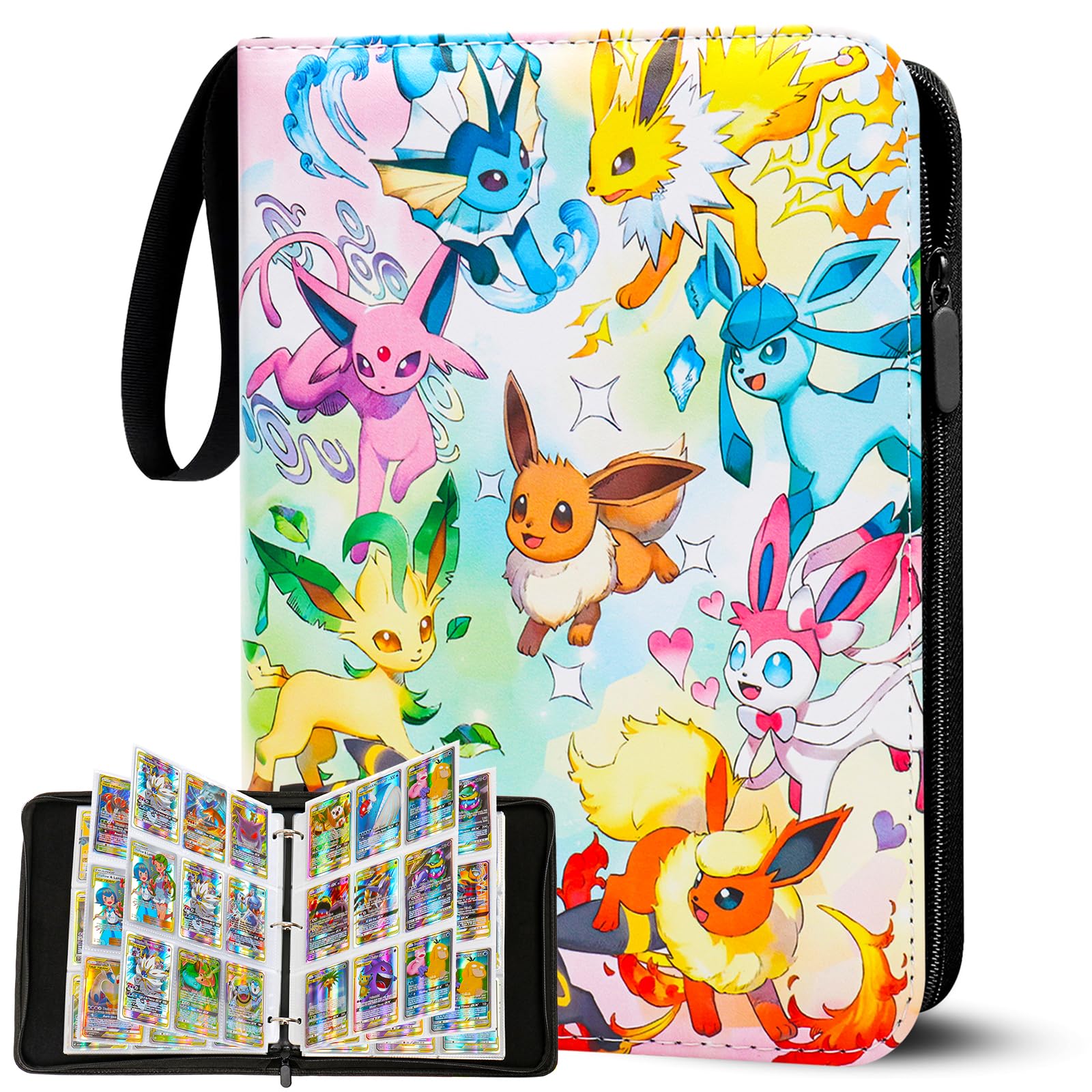 Sammelalbum für Pokemon Karten, 50 Seiten 900 Karten Kapazität Sammelkarten Album Sammelmappe Karten Ordner Heft, Tragbar Wasserdicht PU-Material Sammelkartenalben, Geschenk für Kinder (YB900)