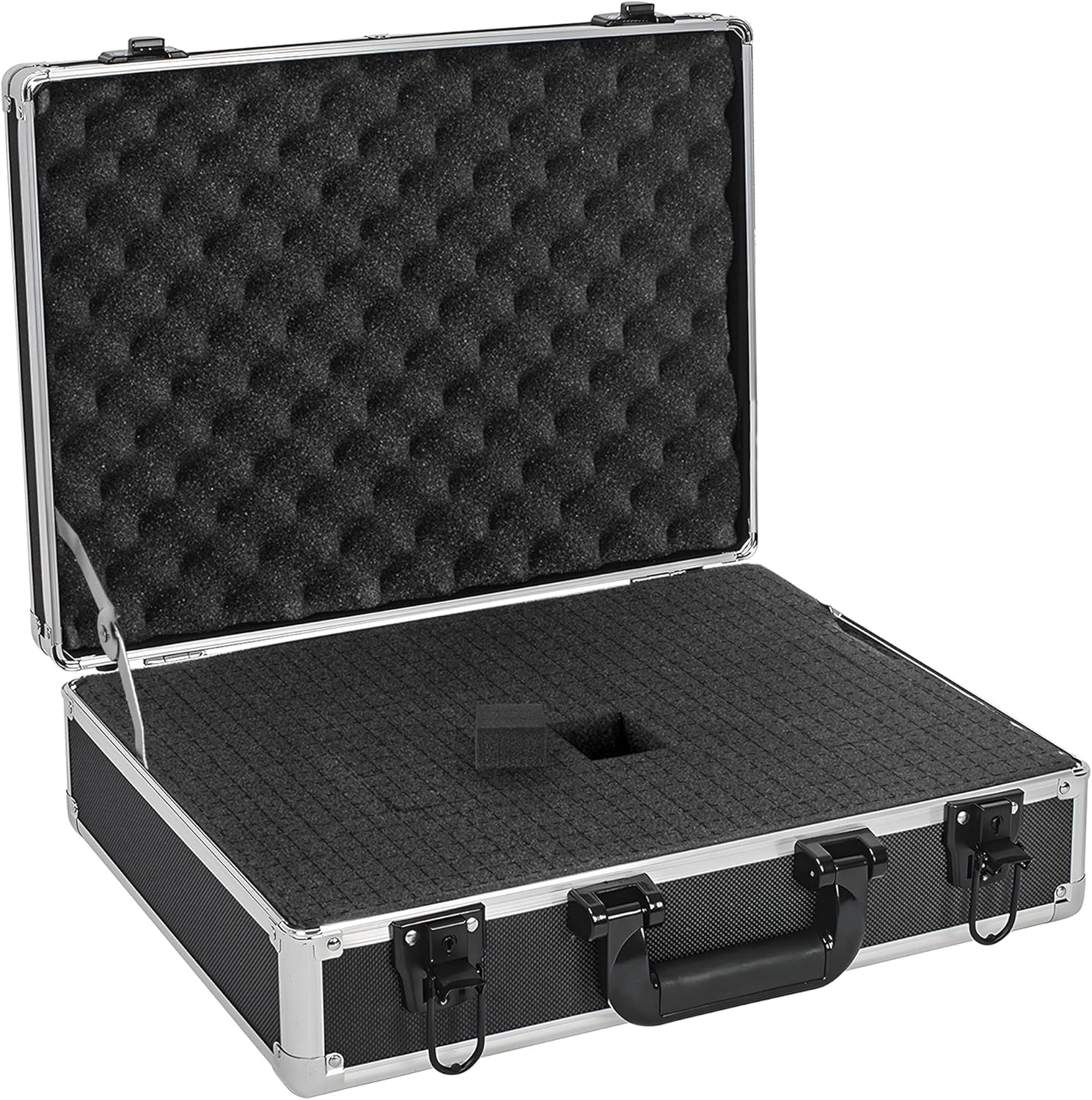 ITHWIU 17 Inch Hard Shell Carrying Case Ideal for Wireless Mic System Storage & Camera Gear Transportation, Customizable Pre-Diced Foam, Aluminum Alloy Sturdy Build, Black